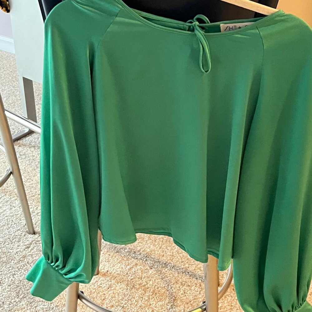 SHE+SKY Green Floxy Boxy Fit Blouse Size S